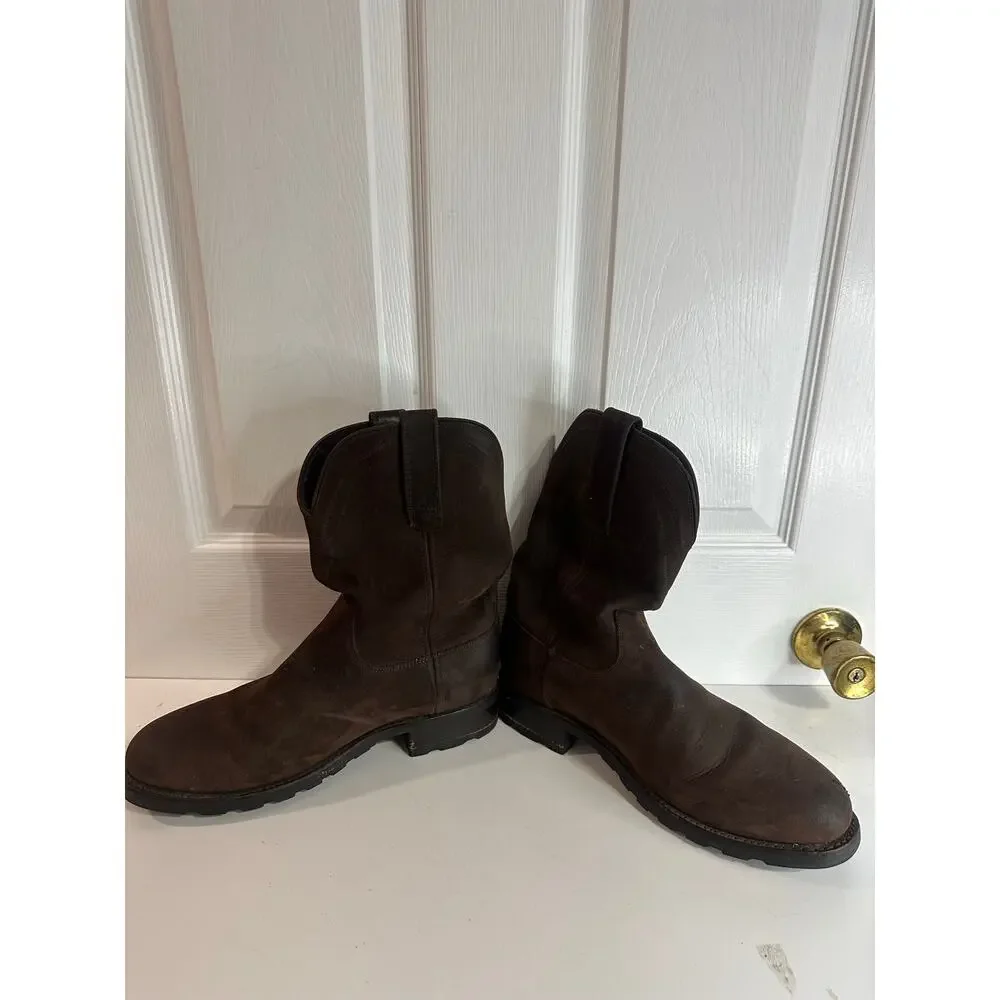 Tecovas Stockton Roper Ranch Boots Sz 10.5D Dark Brown Vibram Hard Toe Work Mens